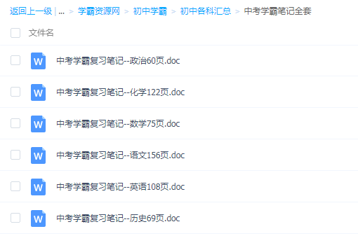 中考学霸笔记6科全套